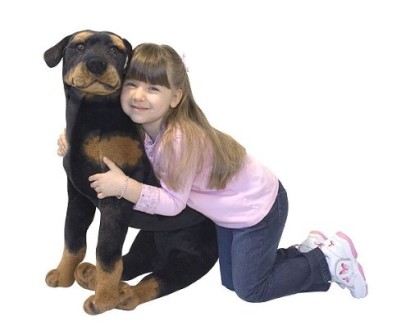 plush, stuffed rottweiler, life sized