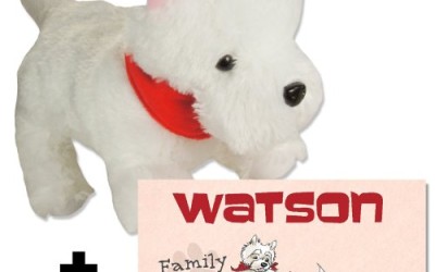 Watson Family – The Famous Stuffed Dog from the Childrens Books Series by Craig Farmer. Includes Watson plush animal and the popular, easy to read book, Family.
