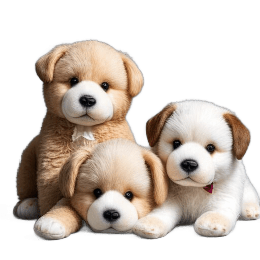 3 plush dogs